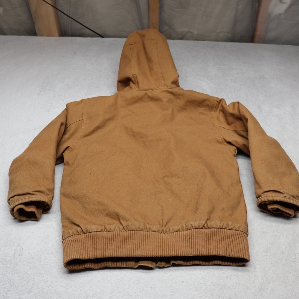 Carhartt Jacket Boys Small 7-8 Brown Flannel Quilt Lined Active Duck Canvas